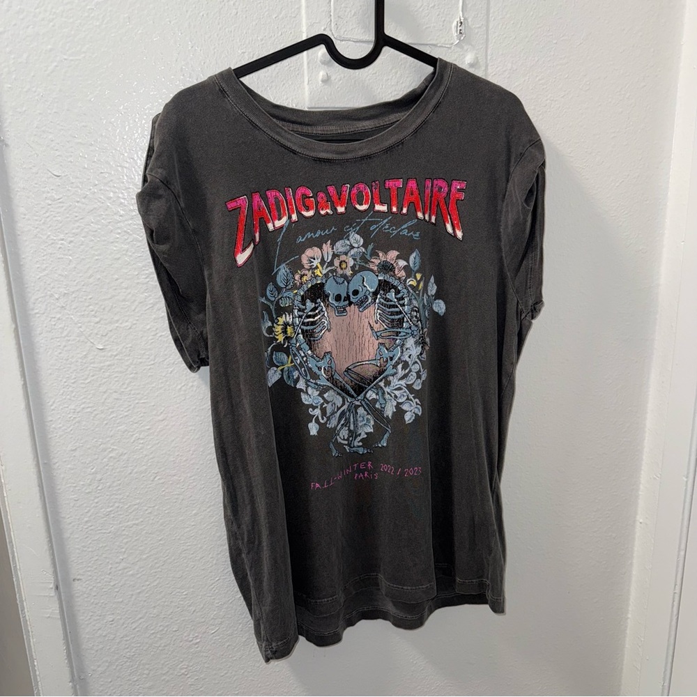 Zadig & Voltaire Donate Skull Heart Graphic Cotton Tee M